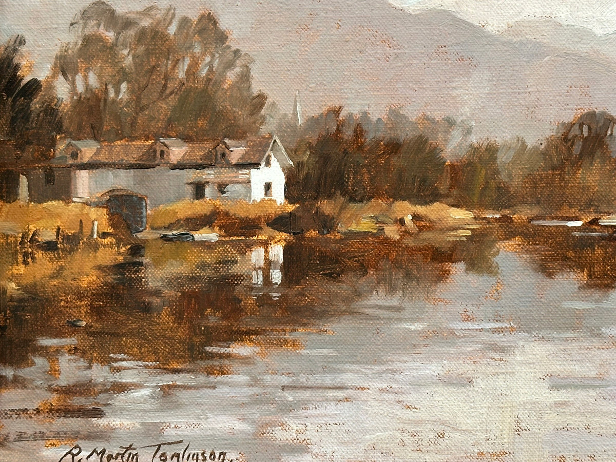 Robert Martin Tomlinson - The Boathouse, Brathay, Estuary - Oil on Canvas