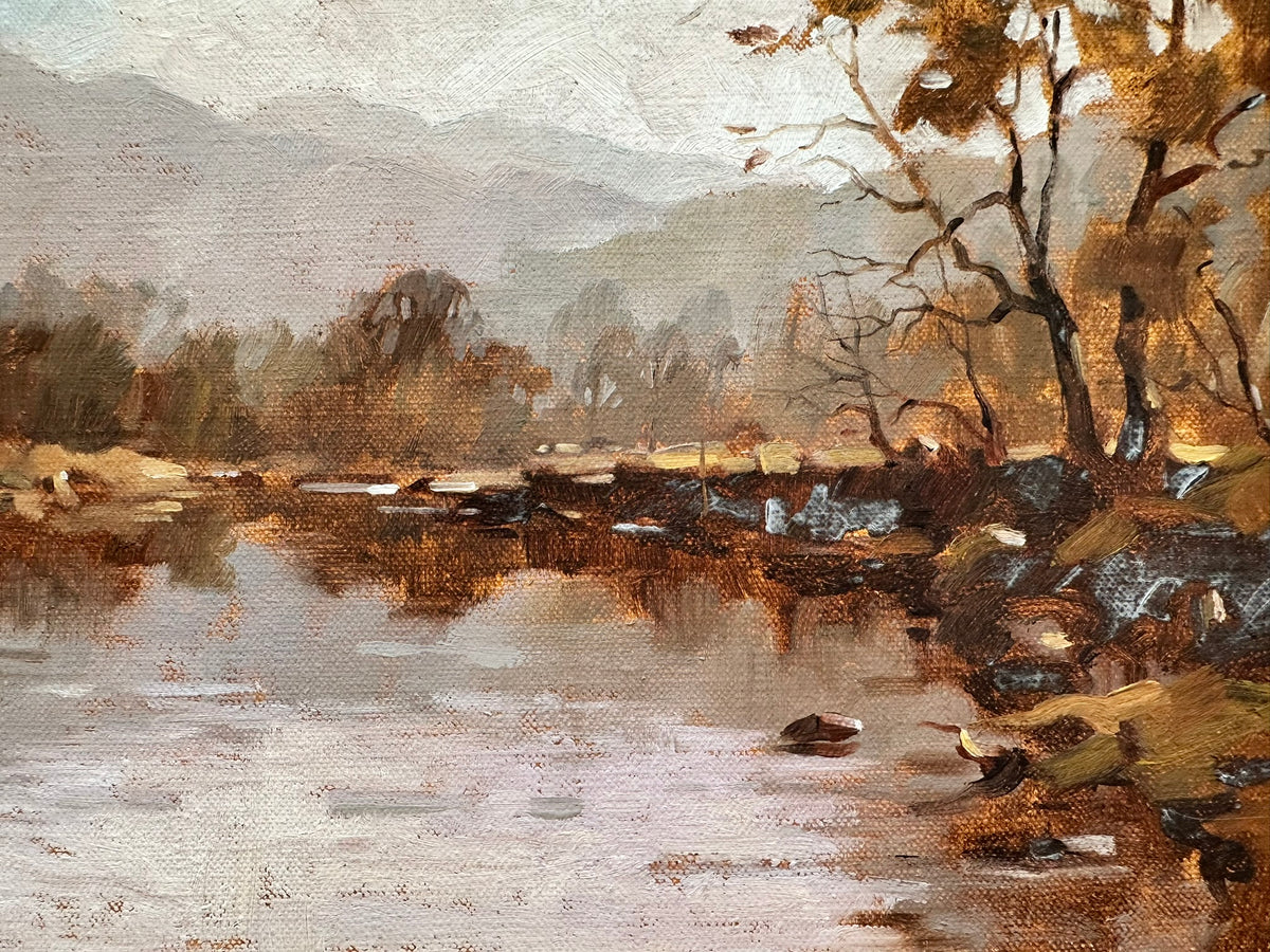 Robert Martin Tomlinson - The Boathouse, Brathay, Estuary - Oil on Canvas