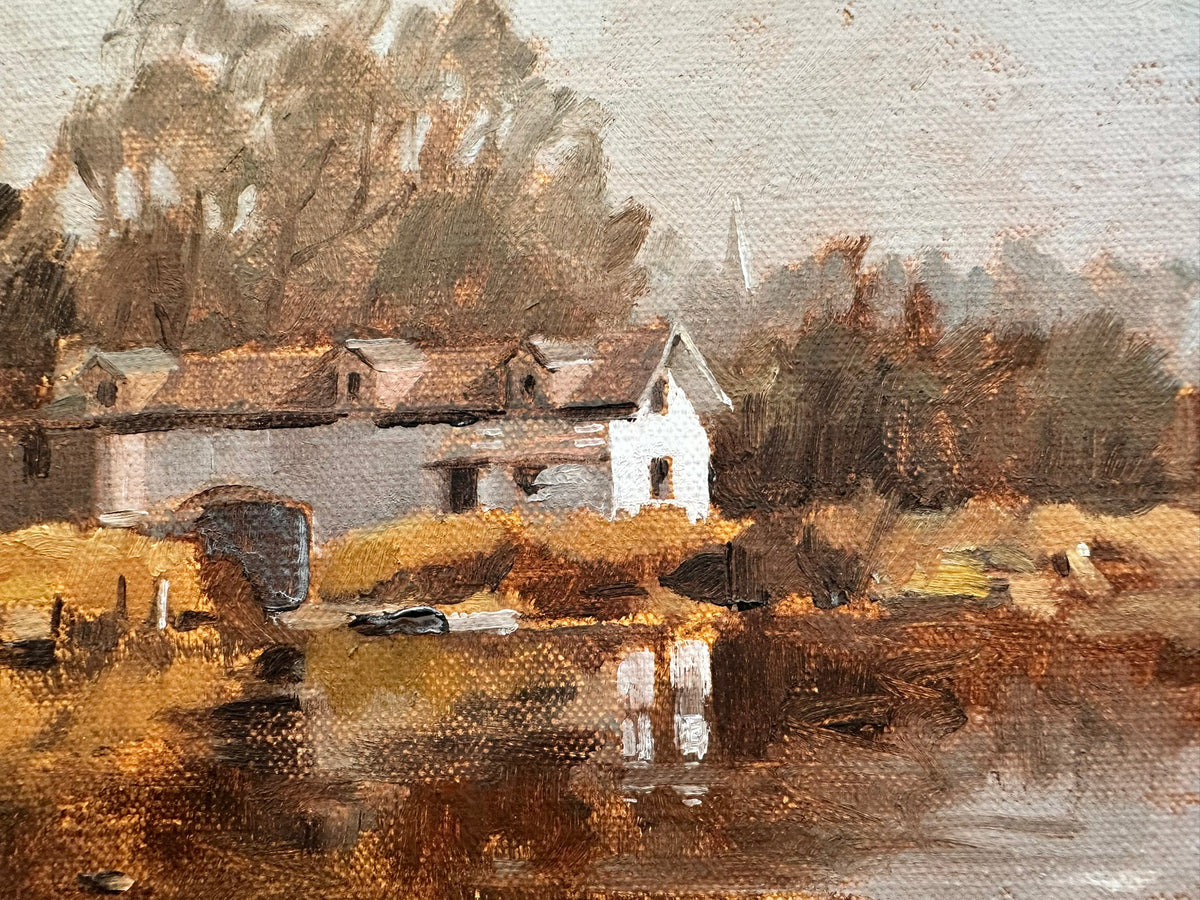 Robert Martin Tomlinson - The Boathouse, Brathay, Estuary - Oil on Canvas