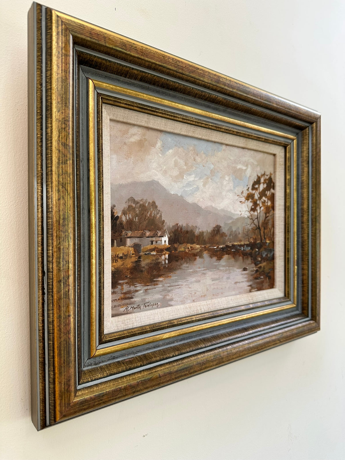 Robert Martin Tomlinson - The Boathouse, Brathay, Estuary - Oil on Canvas