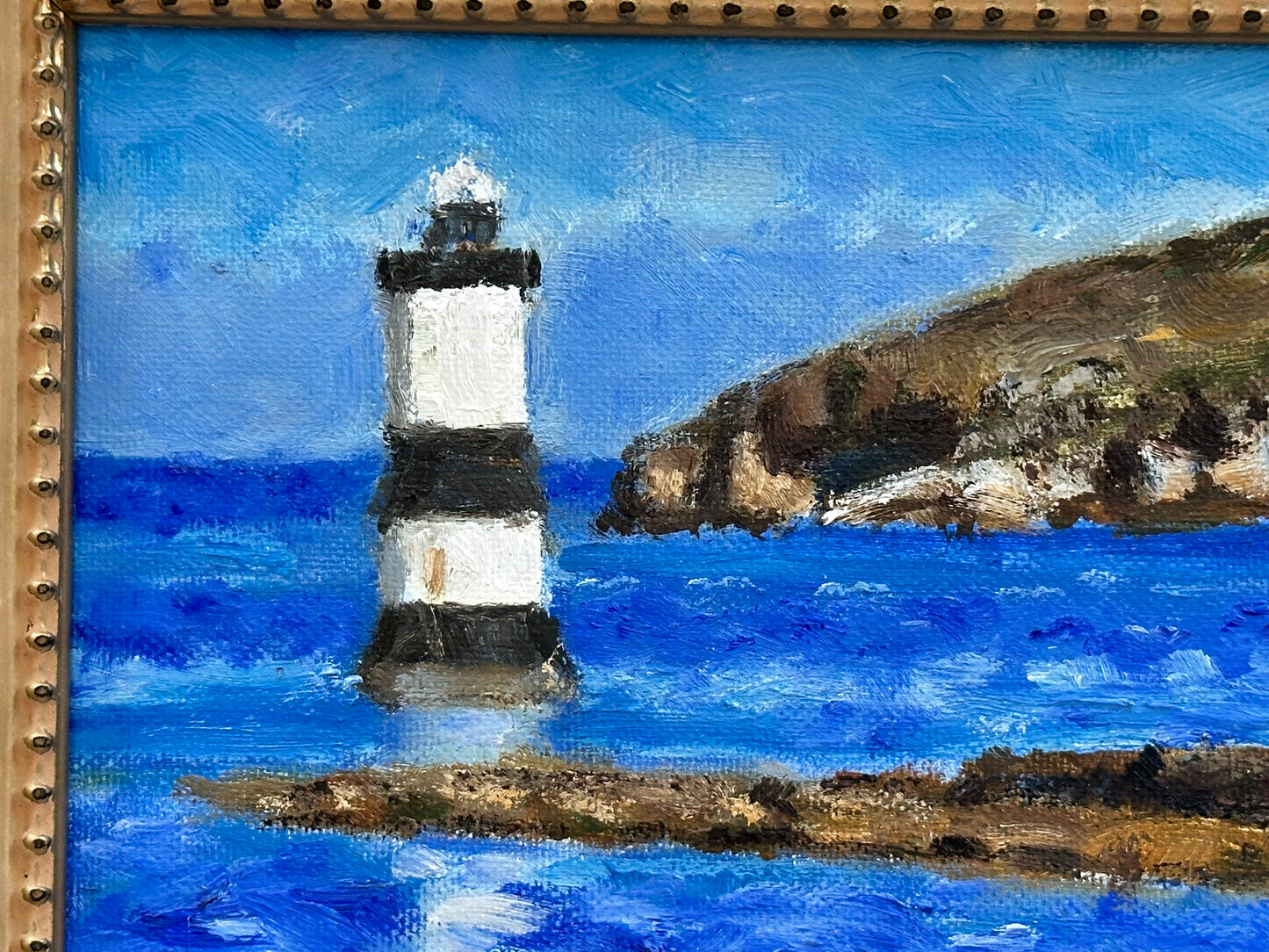 Keith Gardner RCA - Lighthouse & Puffin Island from Penmon - Oil on Board