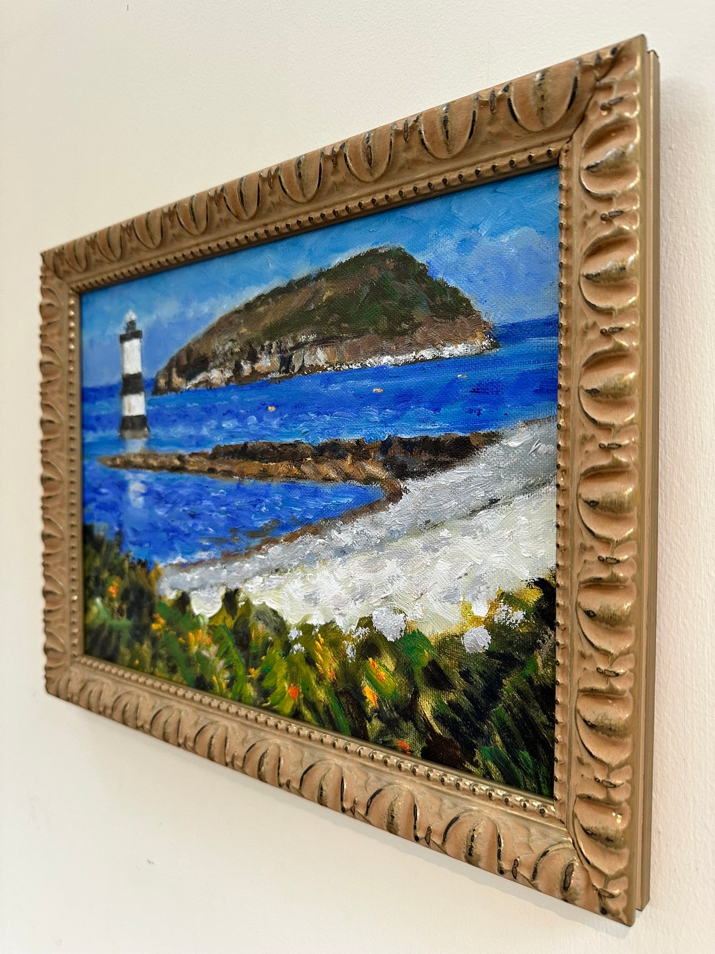 Keith Gardner RCA - Lighthouse & Puffin Island from Penmon - Oil on Board