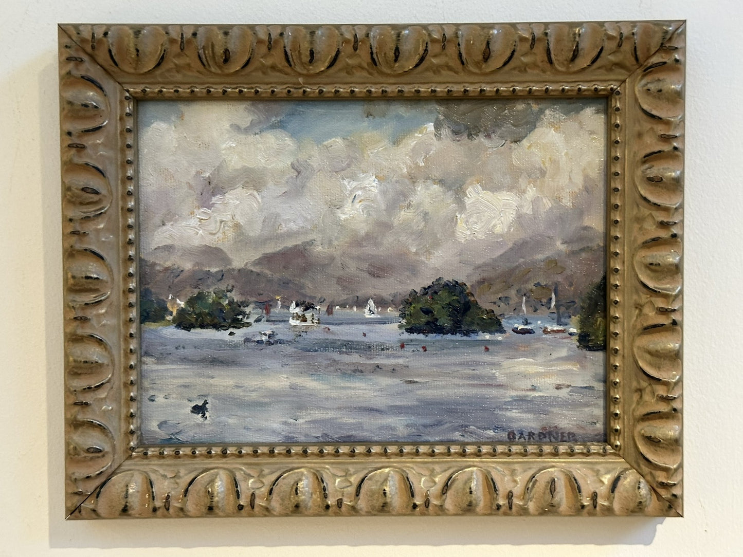 Keith Gardner RCA - Cloudy Lake Windermere from Bowness - Small Oil Painting