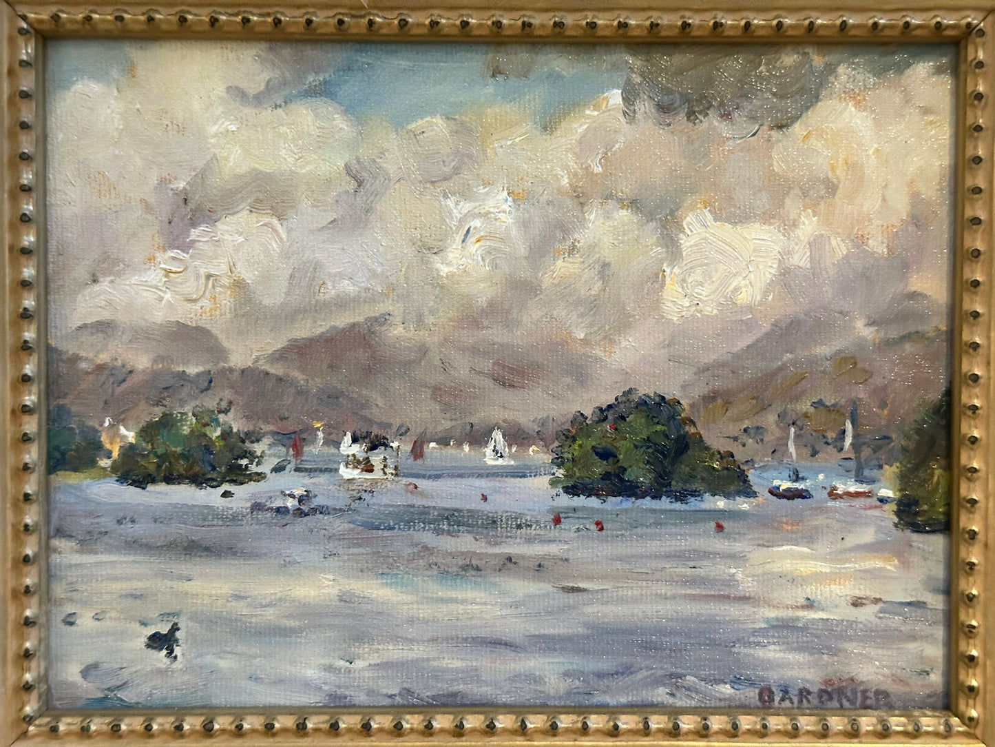 Keith Gardner RCA - Cloudy Lake Windermere from Bowness - Small Oil Painting
