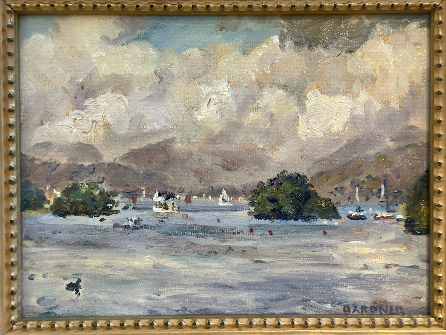 Keith Gardner RCA - Cloudy Lake Windermere from Bowness - Small Oil Painting