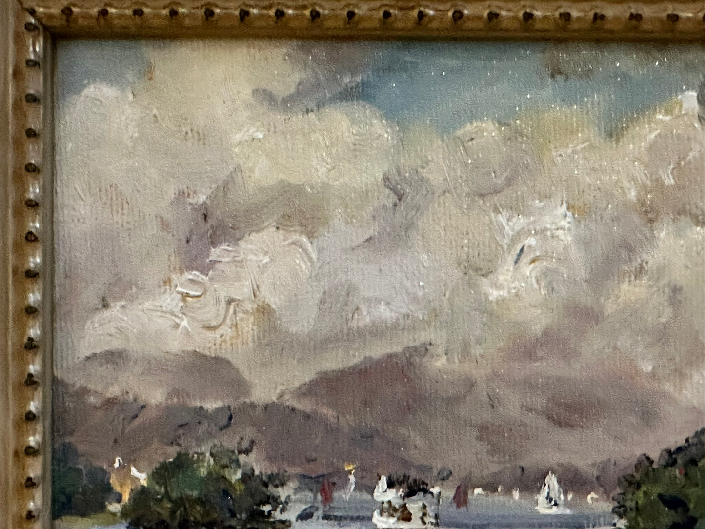 Keith Gardner RCA - Cloudy Lake Windermere from Bowness - Small Oil Painting
