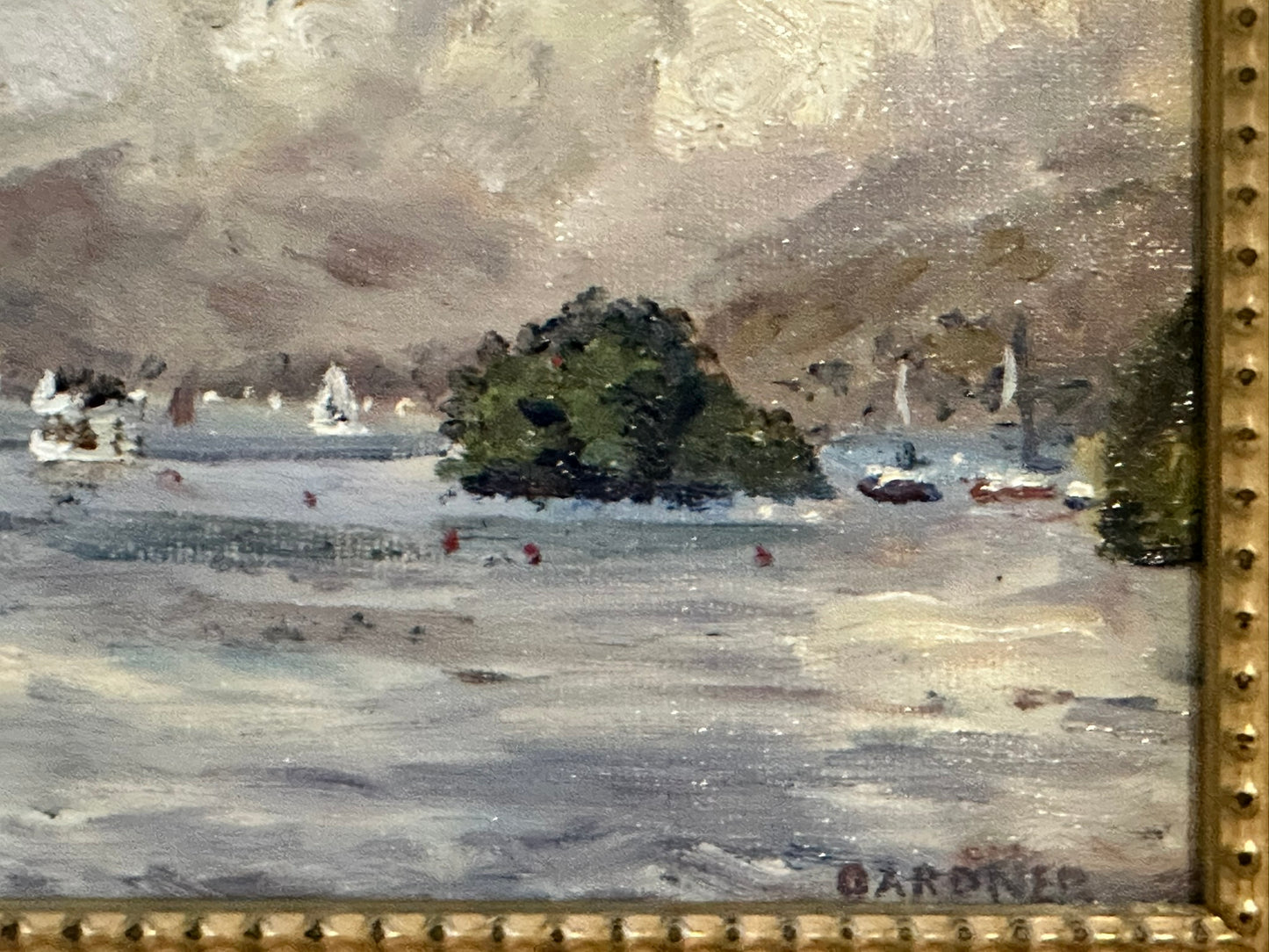 Keith Gardner RCA - Cloudy Lake Windermere from Bowness - Small Oil Painting