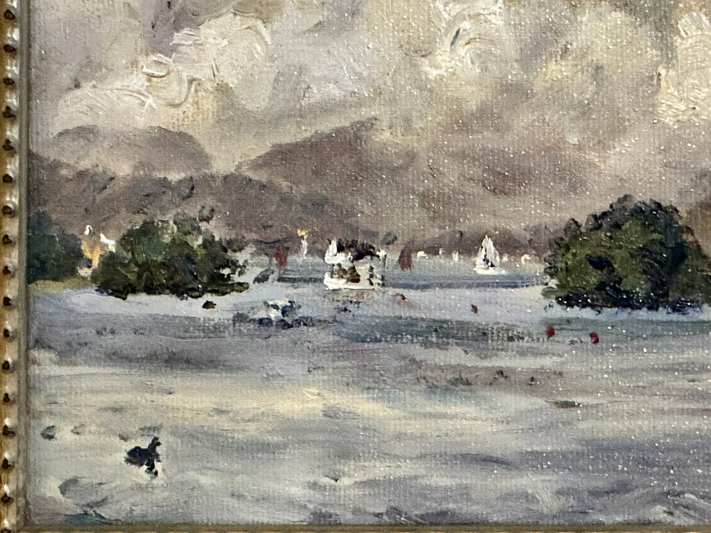 Keith Gardner RCA - Cloudy Lake Windermere from Bowness - Small Oil Painting