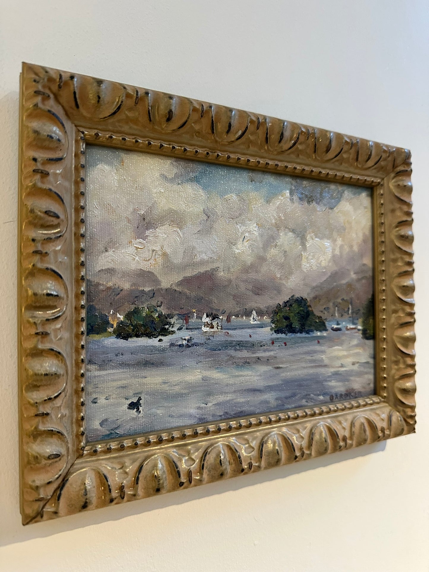 Keith Gardner RCA - Cloudy Lake Windermere from Bowness - Small Oil Painting