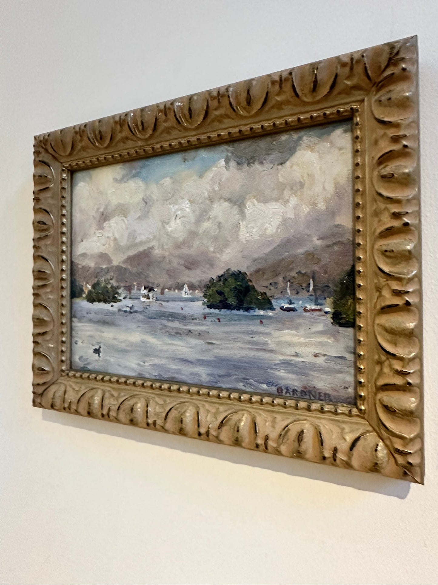 Keith Gardner RCA - Cloudy Lake Windermere from Bowness - Small Oil Painting