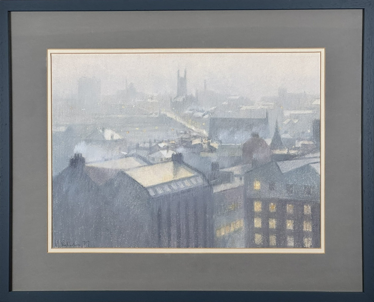 Bob Richardson - Hazy Morning Manchester 1977 Original Pastel