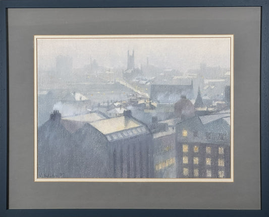 Bob Richardson - Hazy Morning Manchester 1977 Original Pastel
