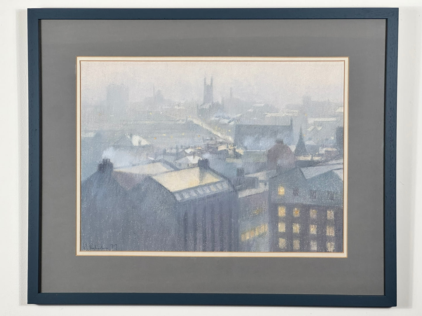 Bob Richardson - Hazy Morning Manchester 1977 Original Pastel