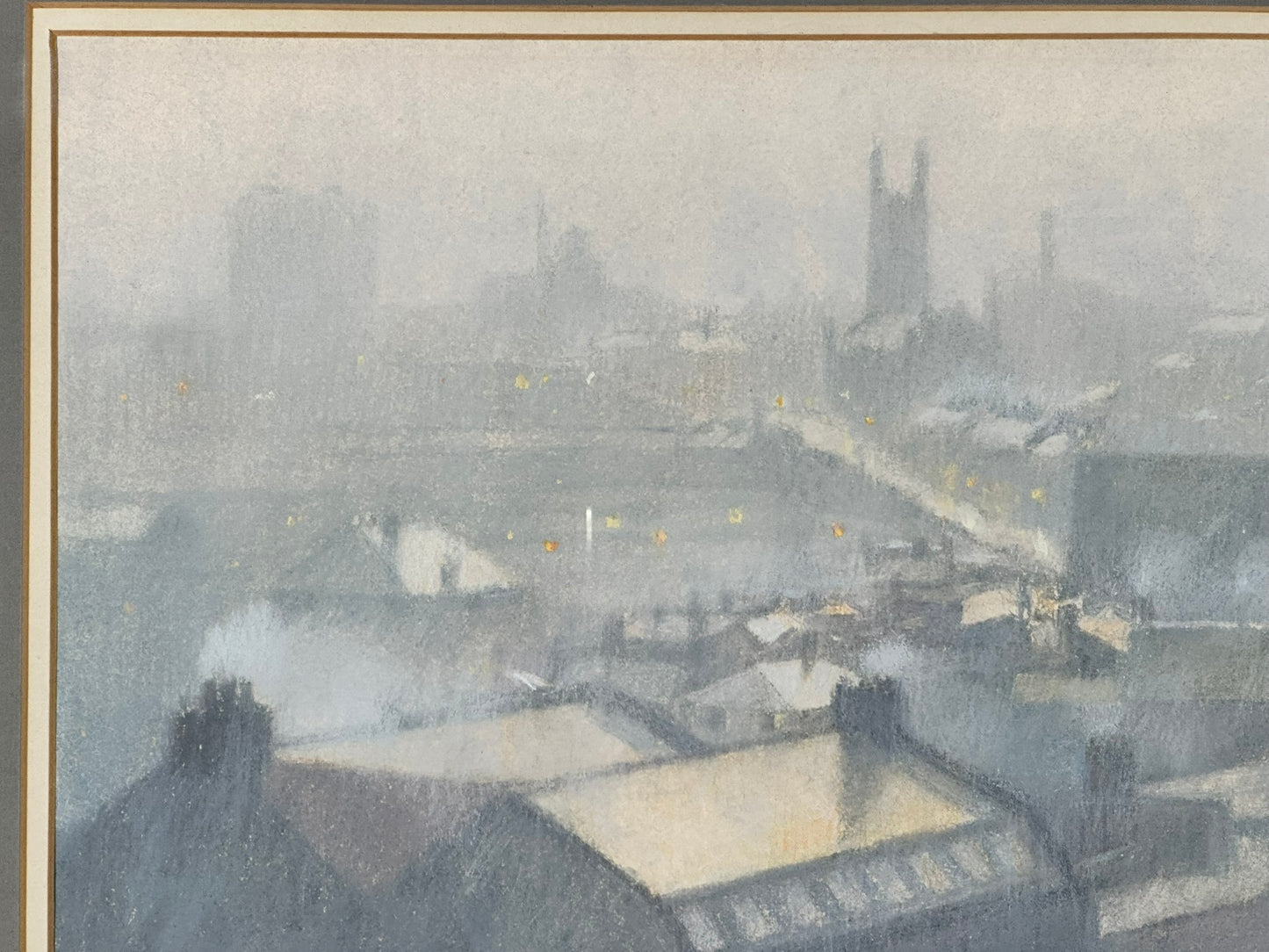Bob Richardson - Hazy Morning Manchester 1977 Original Pastel