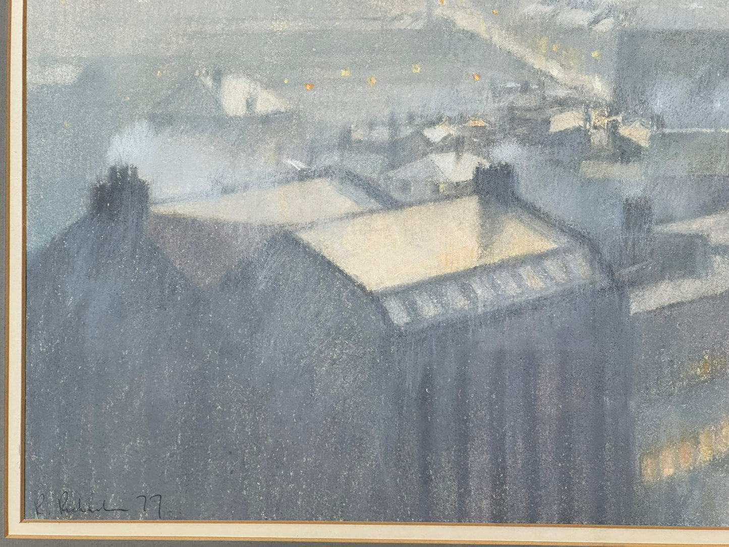 Bob Richardson - Hazy Morning Manchester 1977 Original Pastel