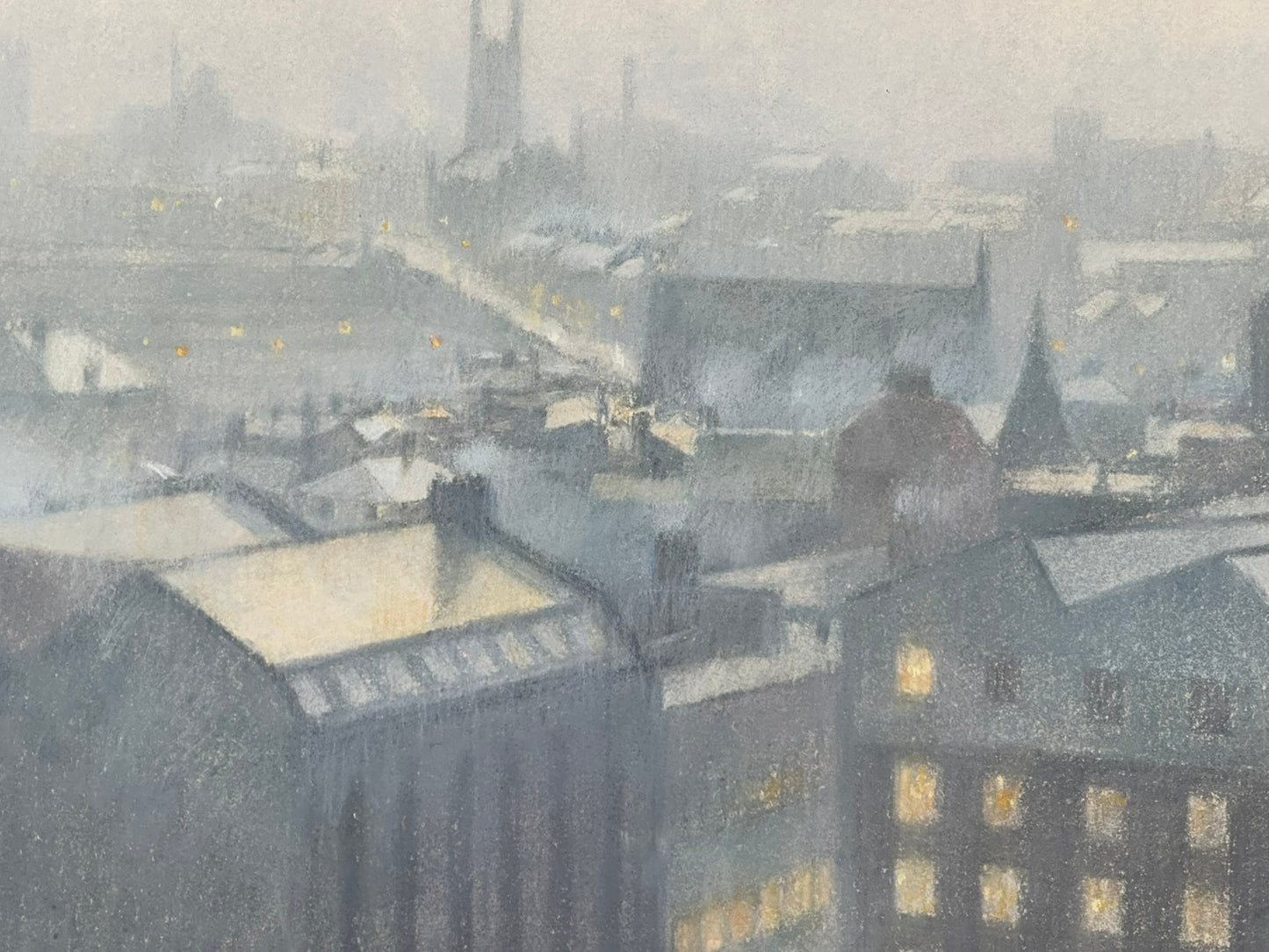 Bob Richardson - Hazy Morning Manchester 1977 Original Pastel