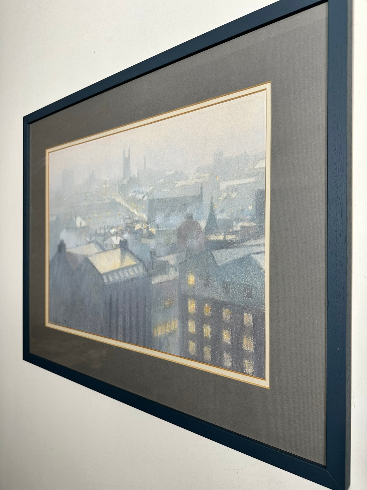 Bob Richardson - Hazy Morning Manchester 1977 Original Pastel