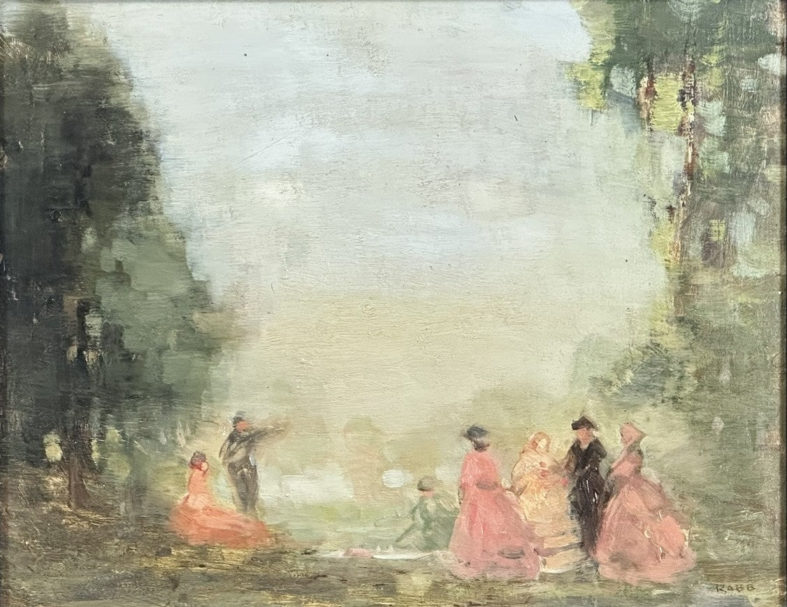 William George Robb - The Picnic Limpsfield - Original 1912 Oil Painting