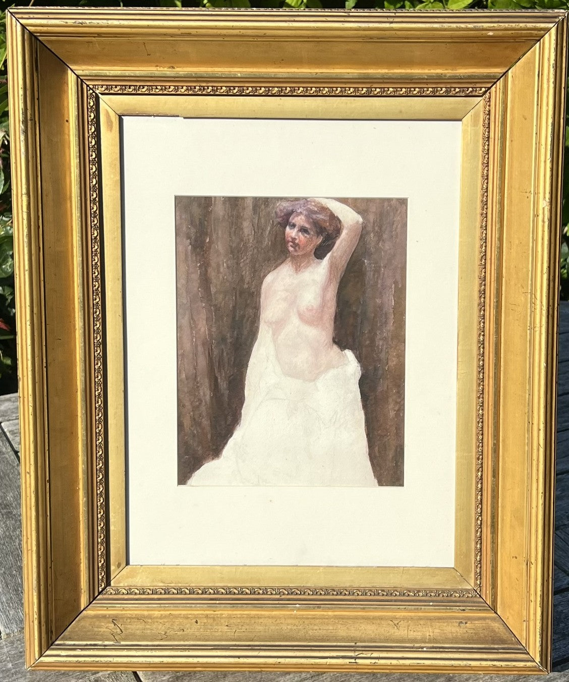 Karl Engel Austrian Watercolour Nude Study Signed c1900s Partially Finished
