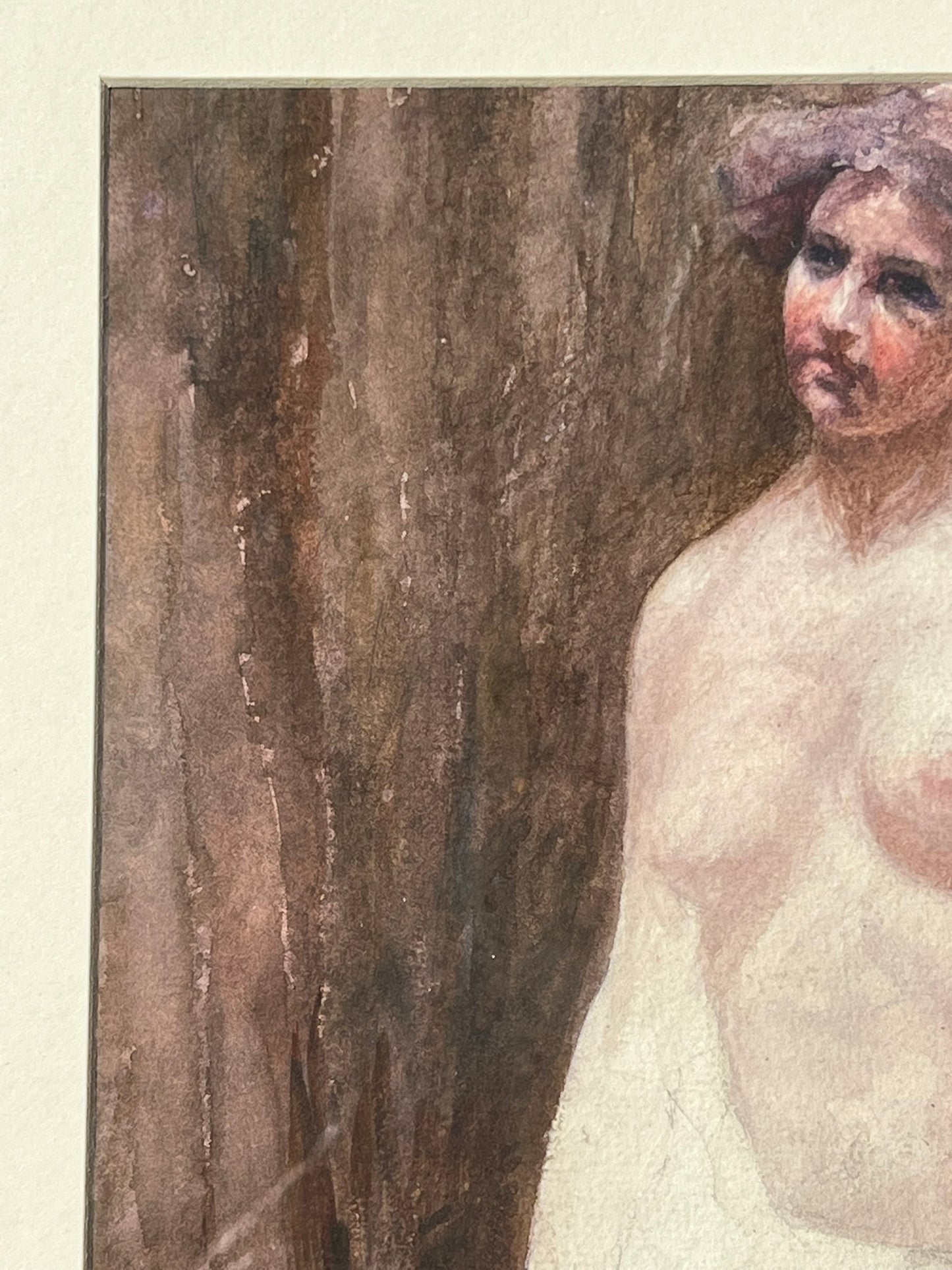 Karl Engel Austrian Watercolour Nude Study Signed c1900s Partially Finished