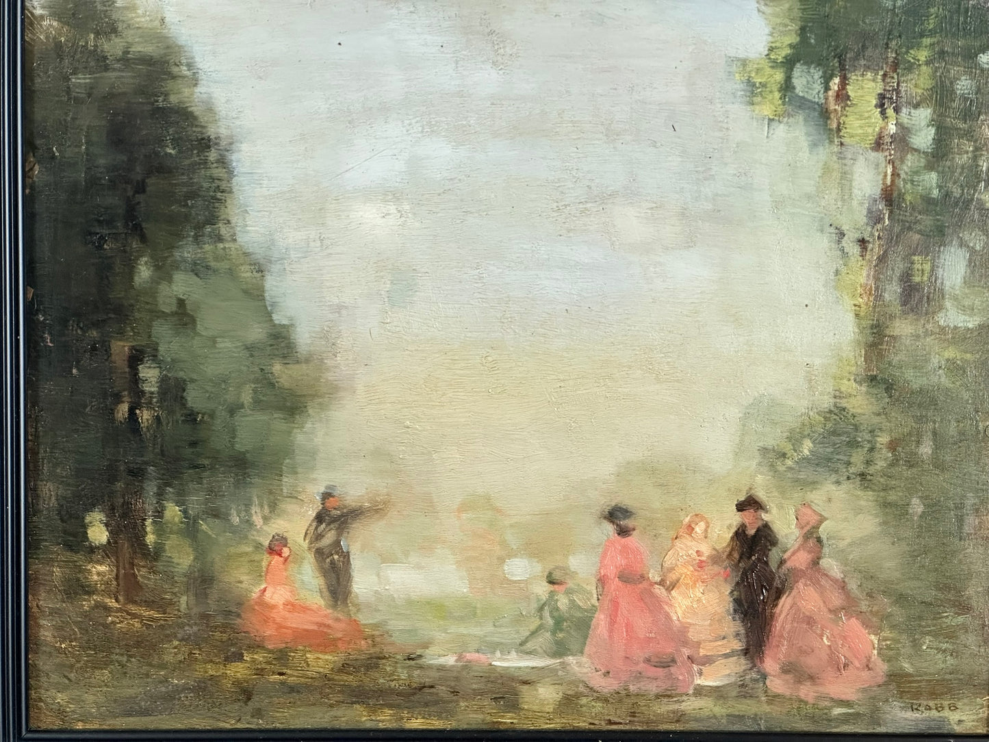 William George Robb - The Picnic Limpsfield - Original 1912 Oil Painting