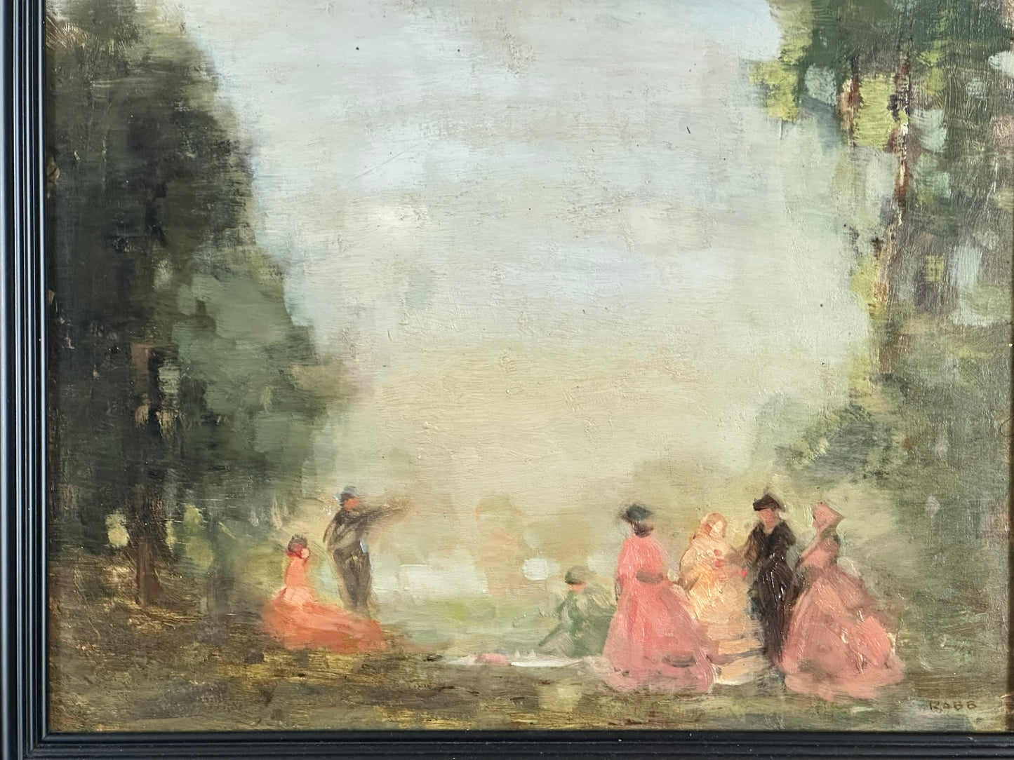 William George Robb - The Picnic Limpsfield - Original 1912 Oil Painting