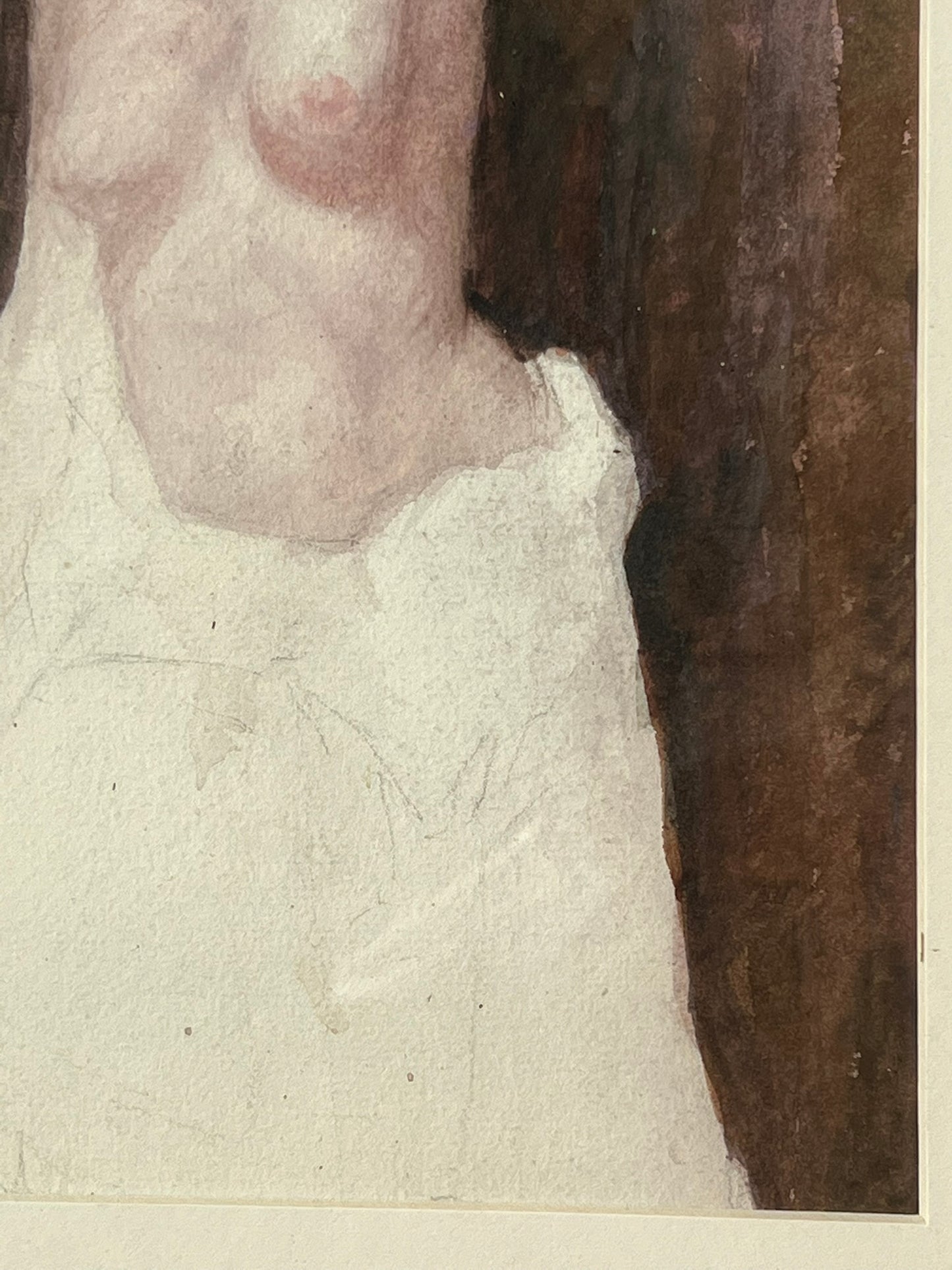 Karl Engel Austrian Watercolour Nude Study Signed c1900s Partially Finished