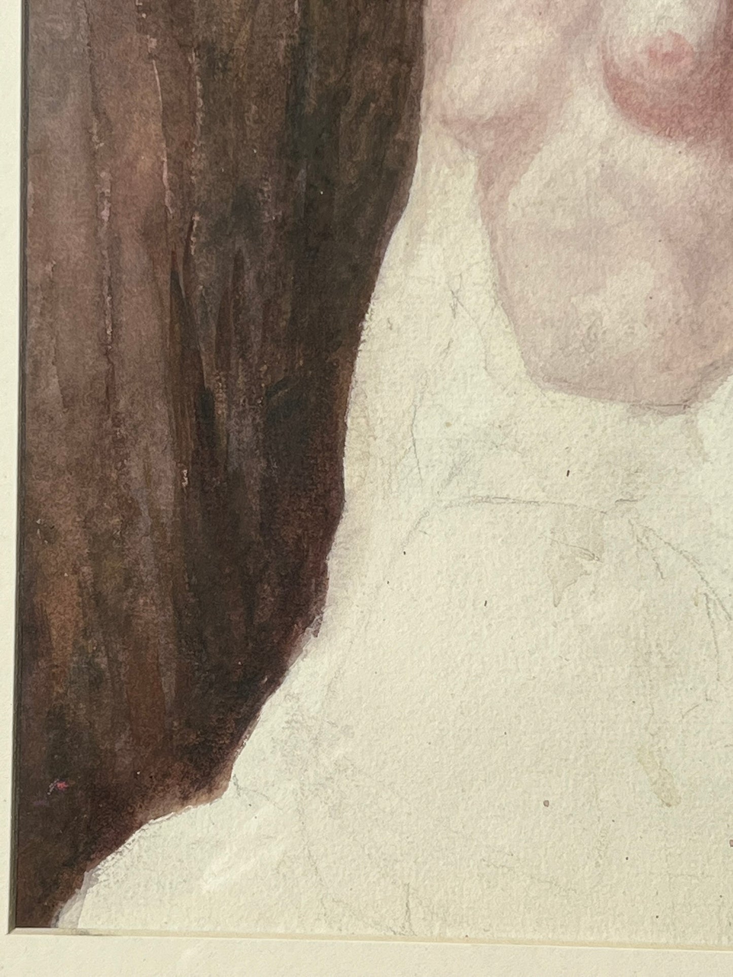 Karl Engel Austrian Watercolour Nude Study Signed c1900s Partially Finished