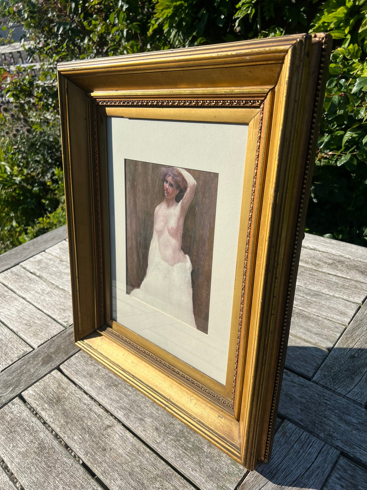 Karl Engel Austrian Watercolour Nude Study Signed c1900s Partially Finished