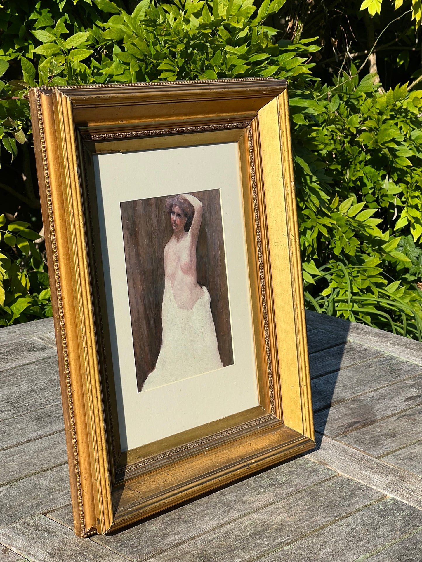 Karl Engel Austrian Watercolour Nude Study Signed c1900s Partially Finished