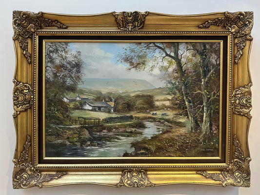 John Corcoran - Large Original Oil Painting, Country Cottage Pendle Hill 76x50cm