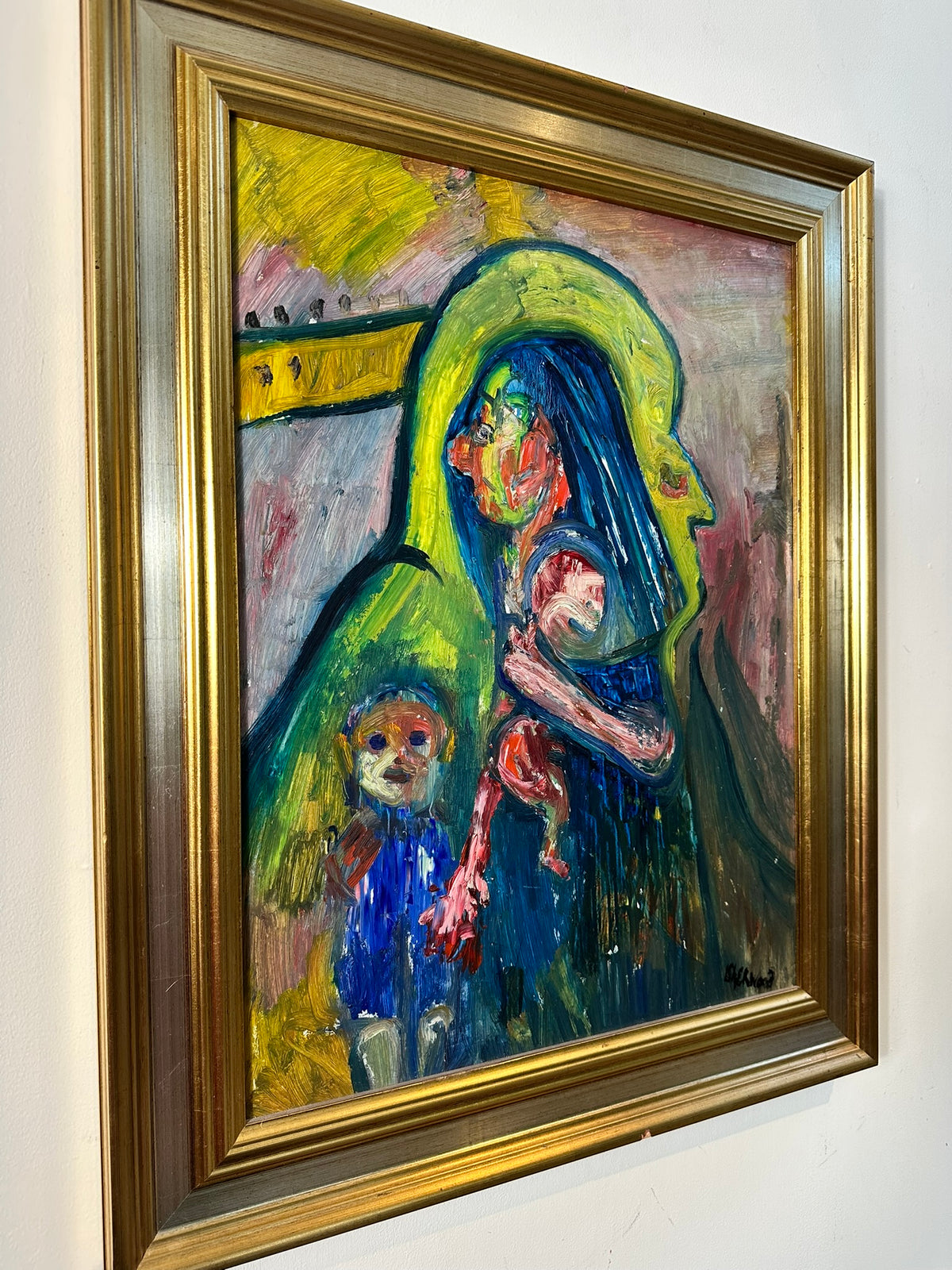 James Lawrence Isherwood (1917-1989) - Mother Lily with Children - Original Oil on Board
