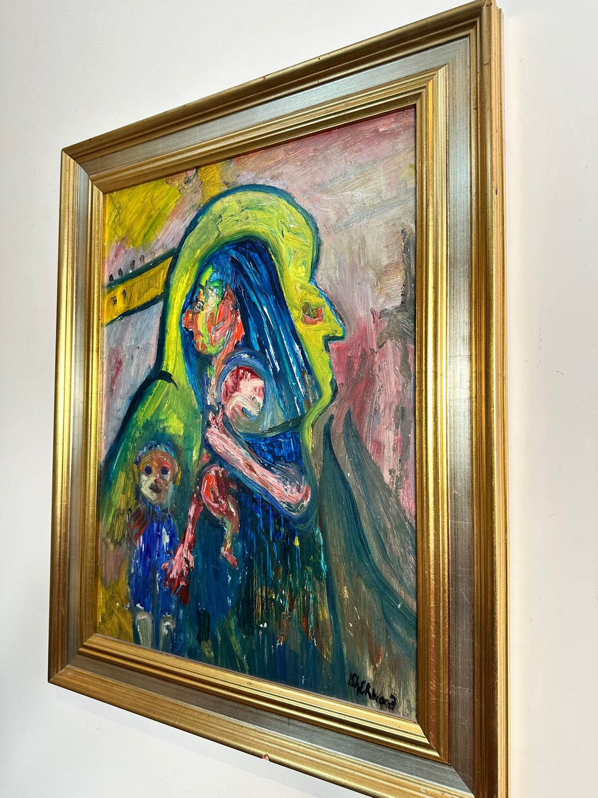James Lawrence Isherwood (1917-1989) - Mother Lily with Children - Original Oil on Board