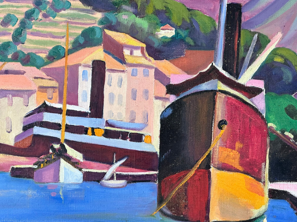 Mary J Jones - Wife of Ernest Yarrow-Jones - Bateaux Cassis Signed Oil on Canvas