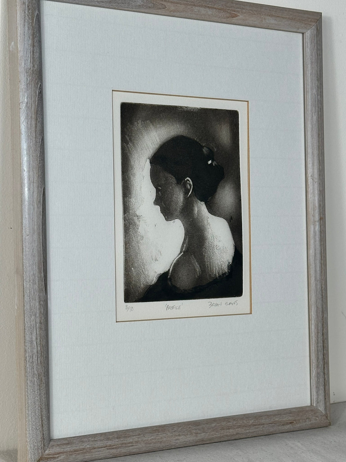 Bryan Evans (b. 1964) - " Profile " Signed Limited Edition Etching 8/50 Nude Study Framed