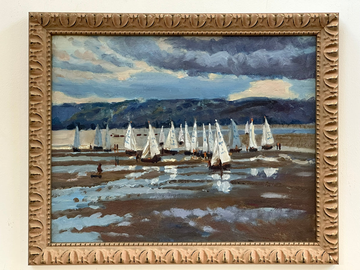 Keith Gardner RCA (1933-2025) - White Sails, River Dee / Men in Red with White Sails