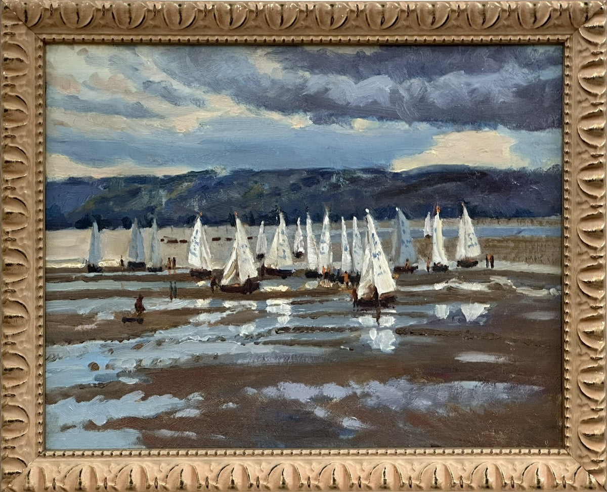 Keith Gardner RCA (1933-2025) - White Sails, River Dee / Men in Red with White Sails