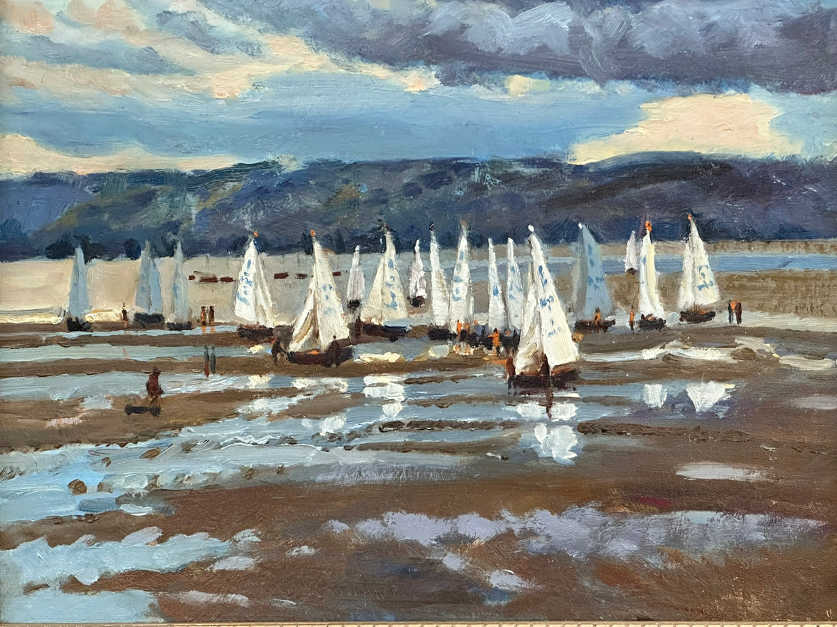Keith Gardner RCA (1933-2025) - White Sails, River Dee / Men in Red with White Sails