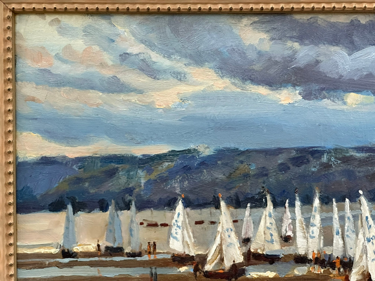 Keith Gardner RCA (1933-2025) - White Sails, River Dee / Men in Red with White Sails