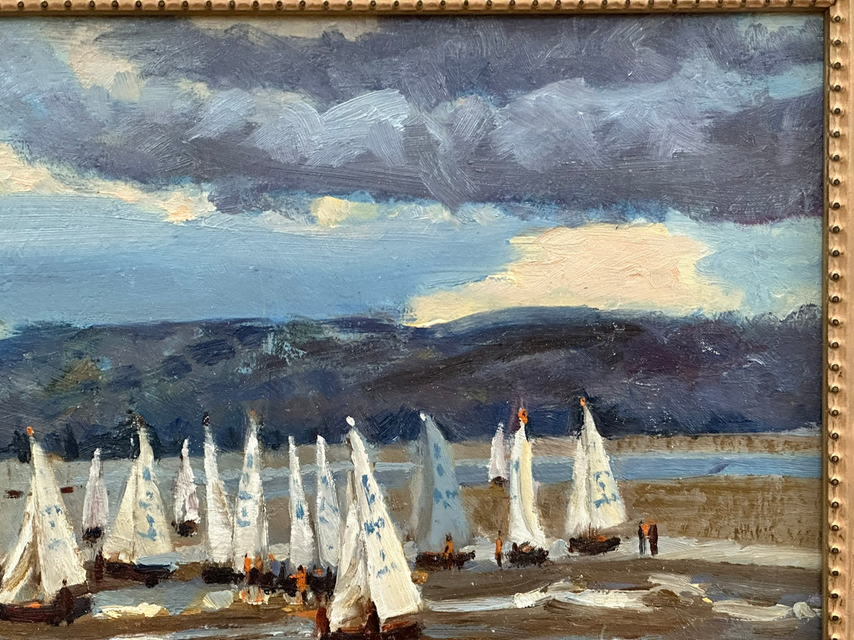 Keith Gardner RCA (1933-2025) - White Sails, River Dee / Men in Red with White Sails