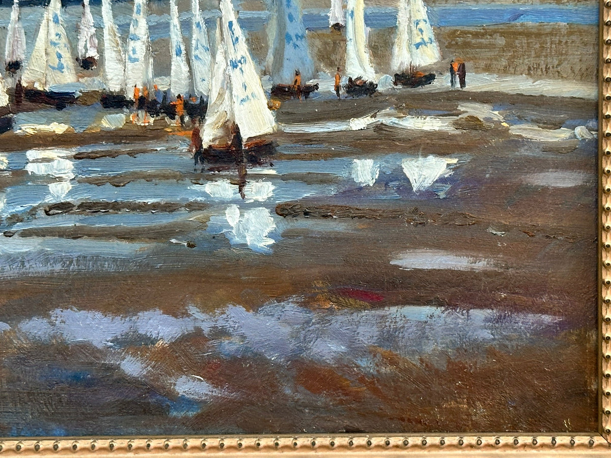 Keith Gardner RCA (1933-2025) - White Sails, River Dee / Men in Red with White Sails