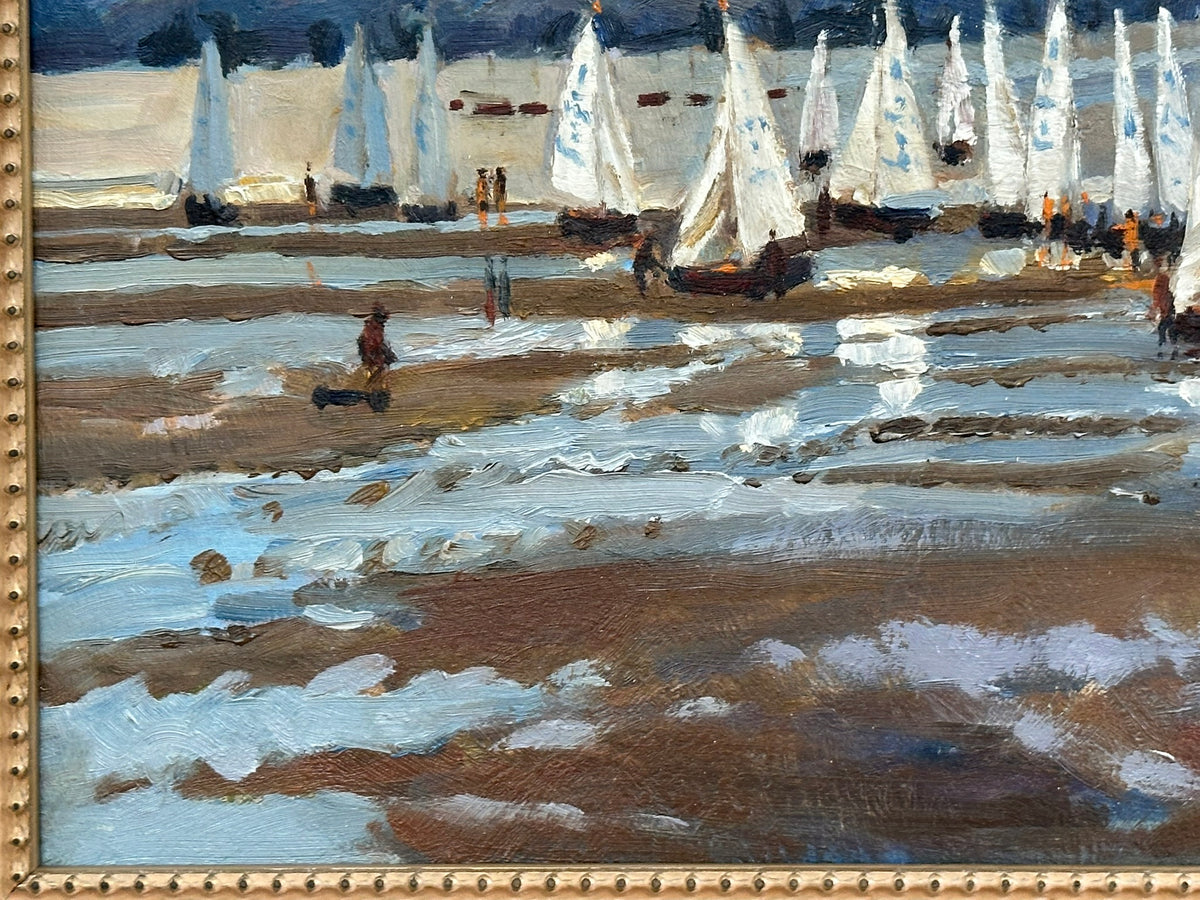 Keith Gardner RCA (1933-2025) - White Sails, River Dee / Men in Red with White Sails