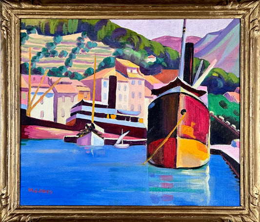 Mary J Jones - Wife of Ernest Yarrow-Jones - Bateaux Cassis Signed Oil on Canvas