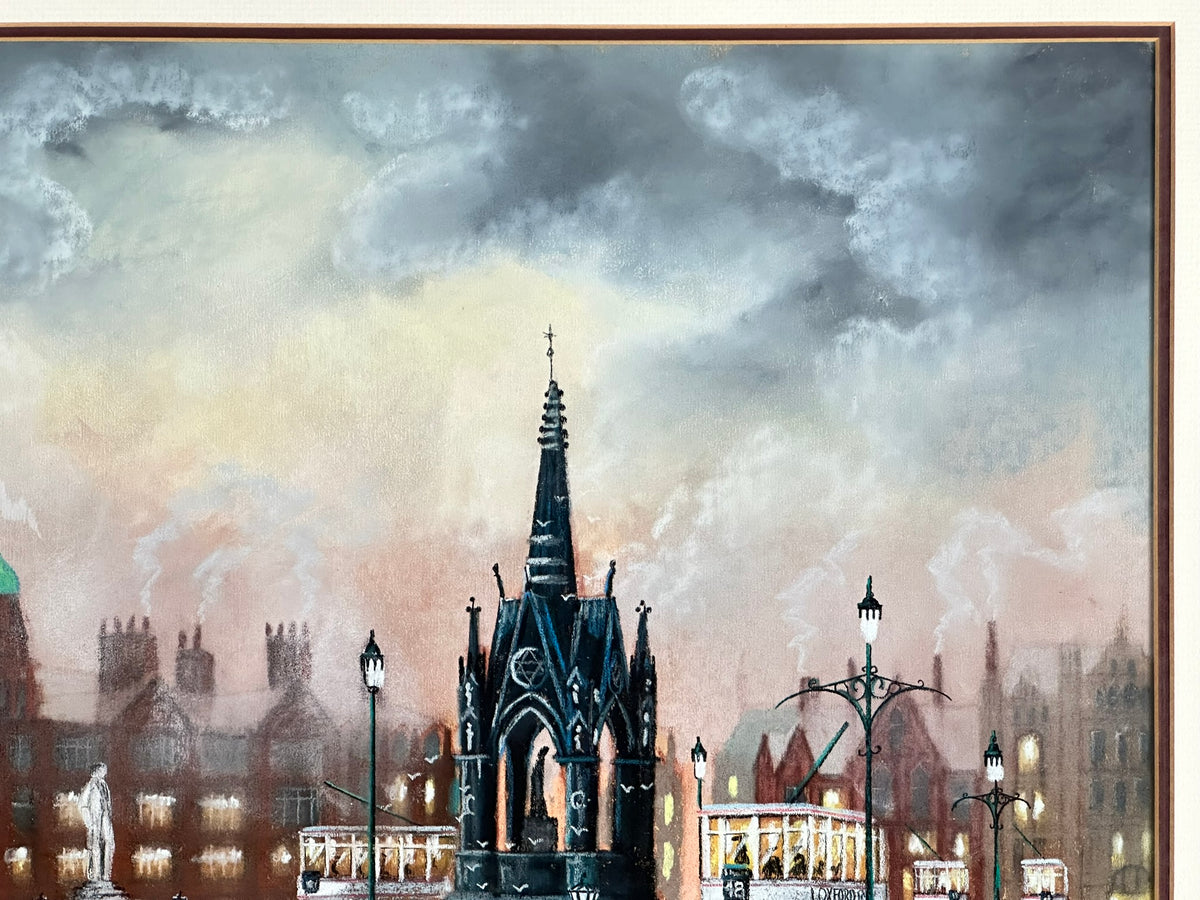Bernard McMullen (1952-2015) - Albert Square, Manchester, with Trams