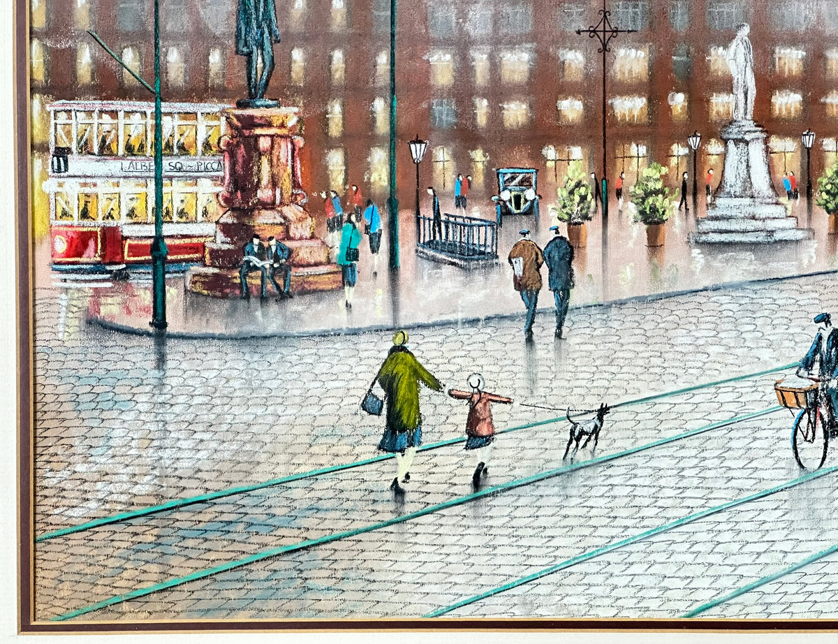 Bernard McMullen (1952-2015) - Albert Square, Manchester, with Trams