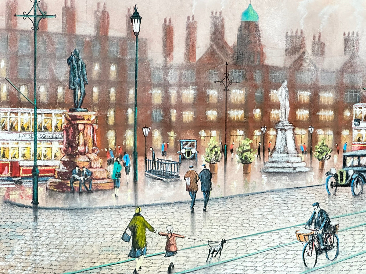 Bernard McMullen (1952-2015) - Albert Square, Manchester, with Trams