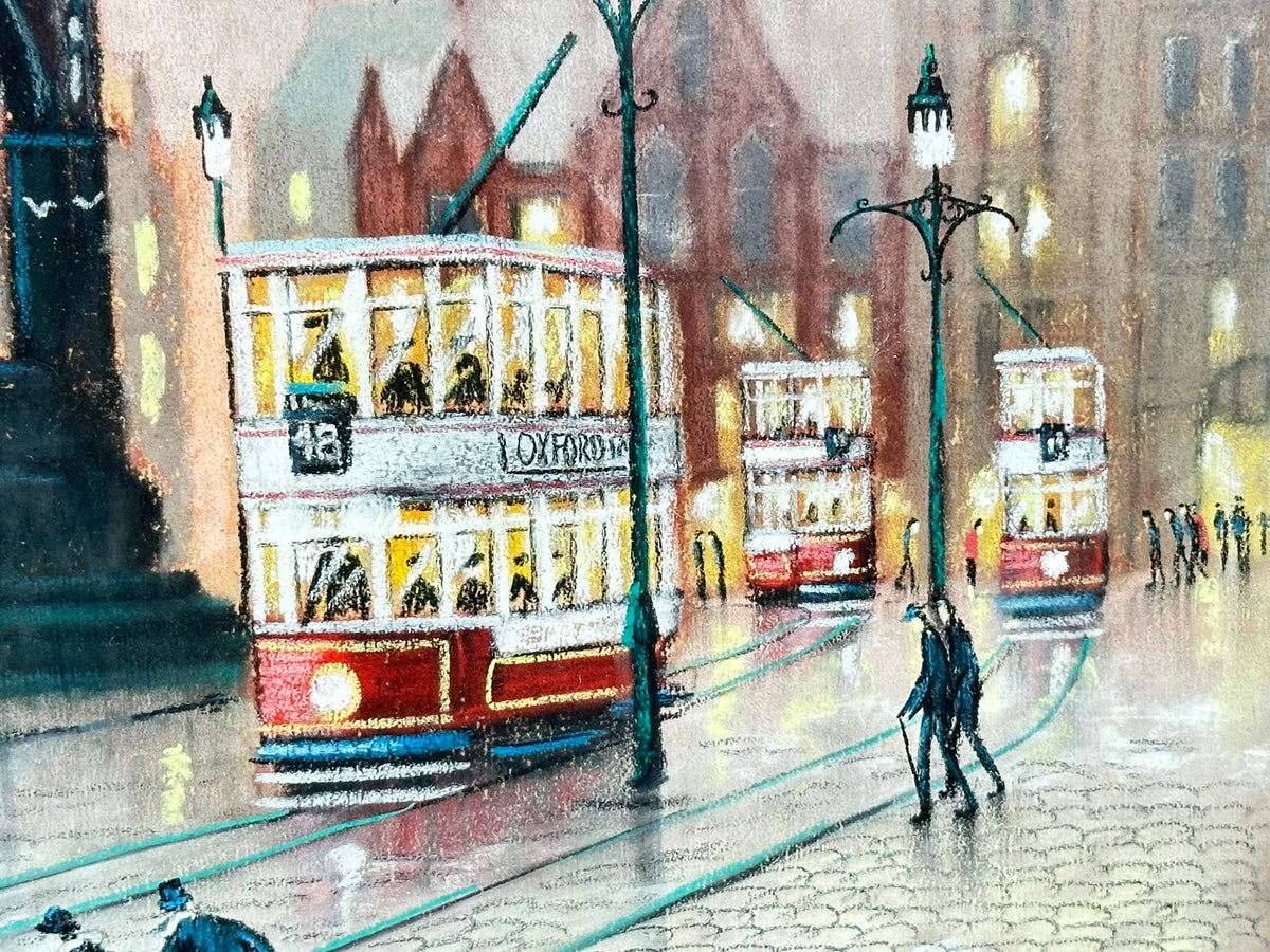 Bernard McMullen (1952-2015) - Albert Square, Manchester, with Trams