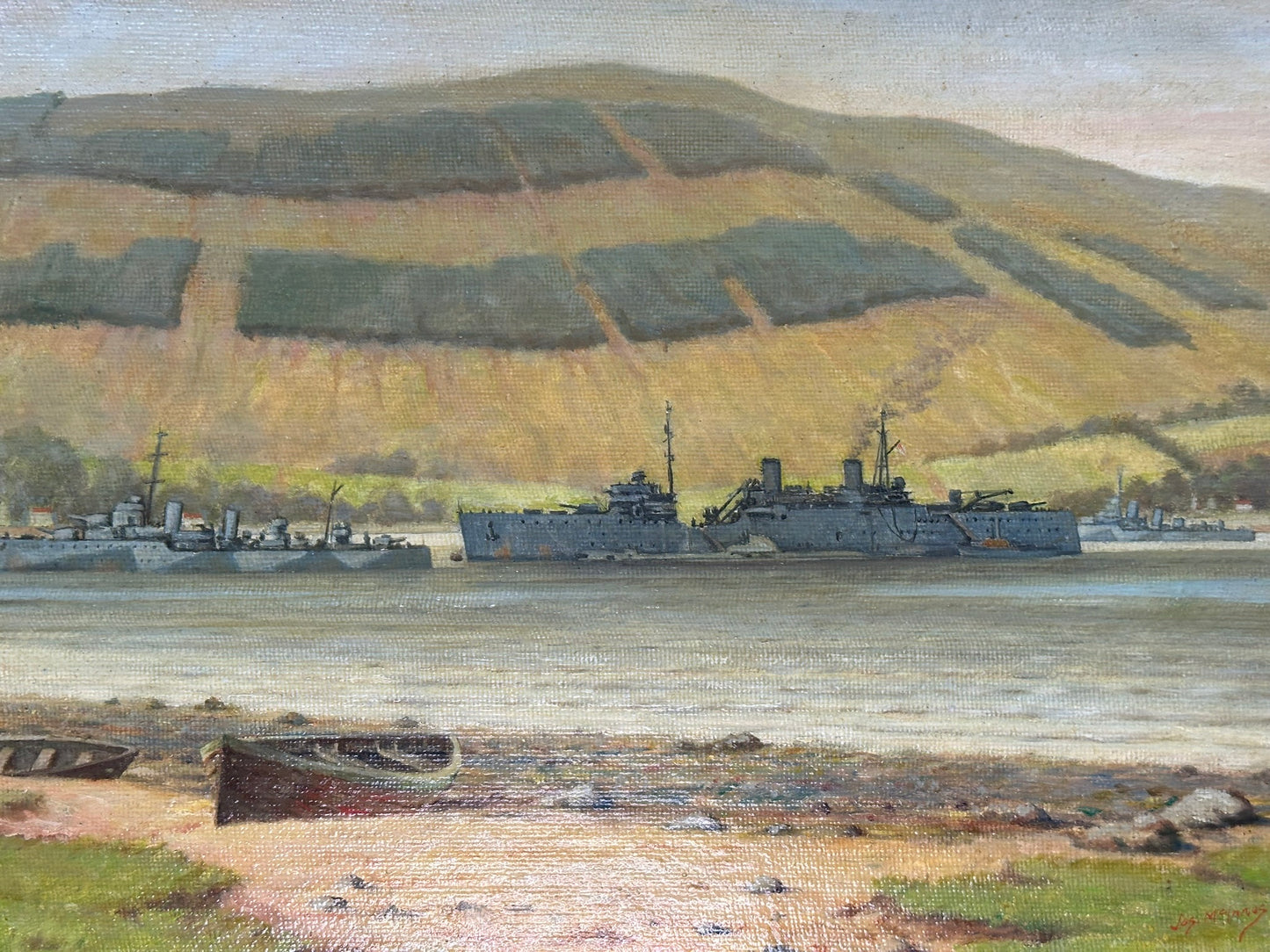 Joseph McInnes - Original Naval Oil - HMS Tuna & HMS Forth Holy Loch WWII
