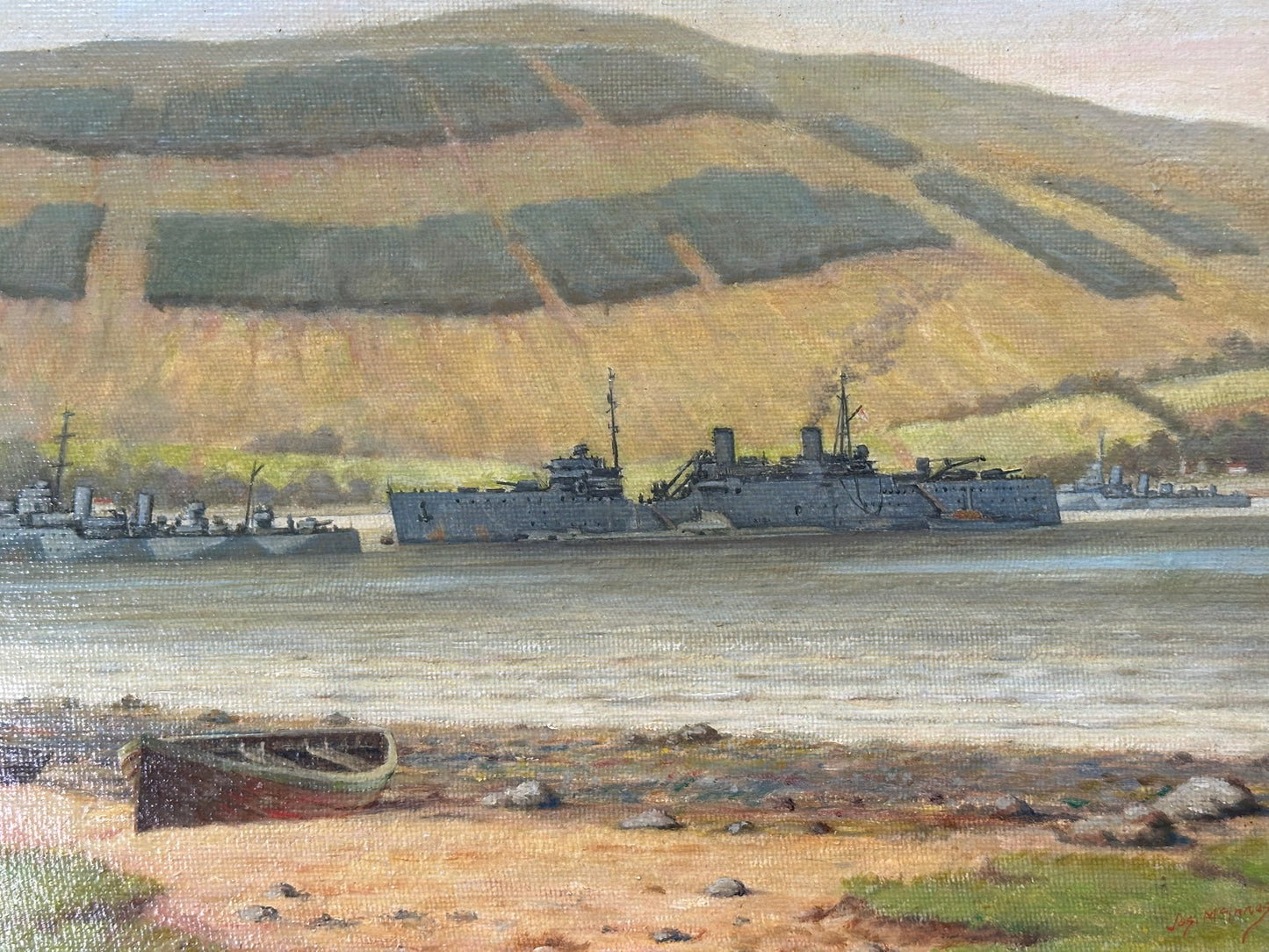 Joseph McInnes - Original Naval Oil - HMS Tuna & HMS Forth Holy Loch WWII
