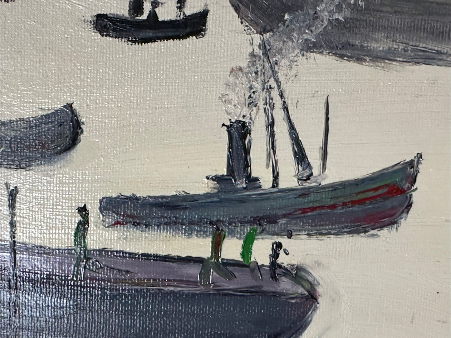 John Goodlad - Industrial Dock Scene Framed Oil on Canvas 40x30cm Lowry Art